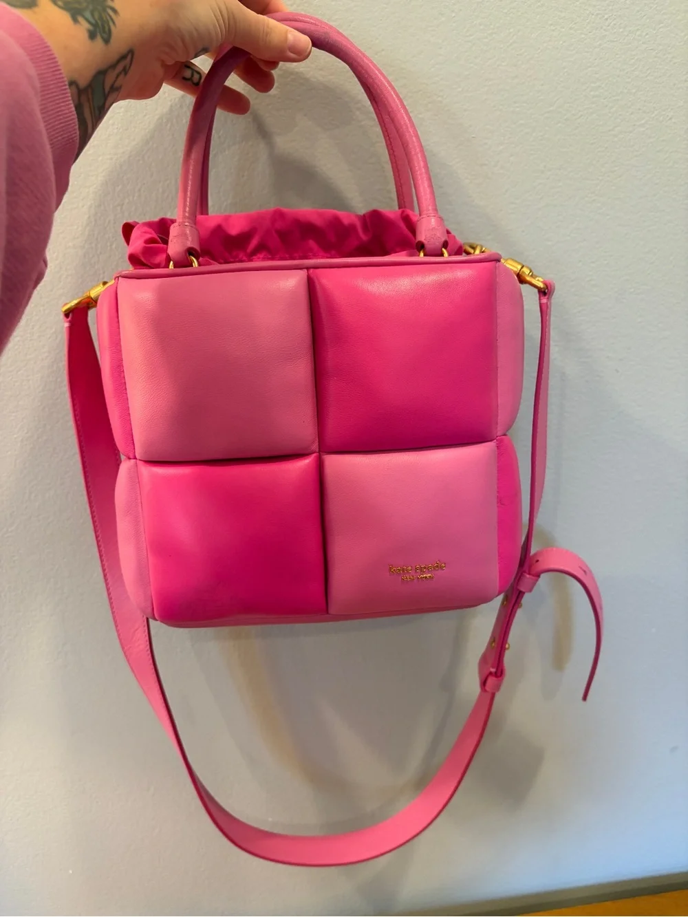 kate spade Bright Pink Woven-Block Crossbody Bag